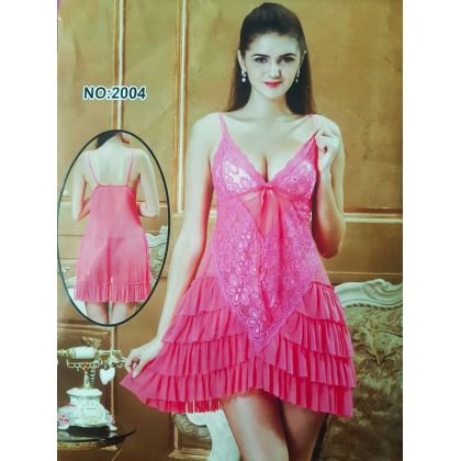 Pink Nightwear Dress For Womens 
